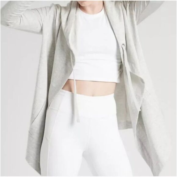 Athleta Vista Wrap Open Front Hoodie Sweatshirt Size LARGE - Picture 1 of 5